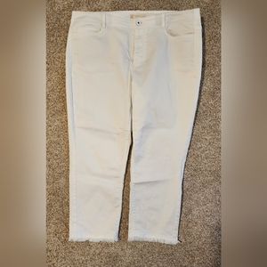 J. Jill White Denim Crop pants with fringe - size 14